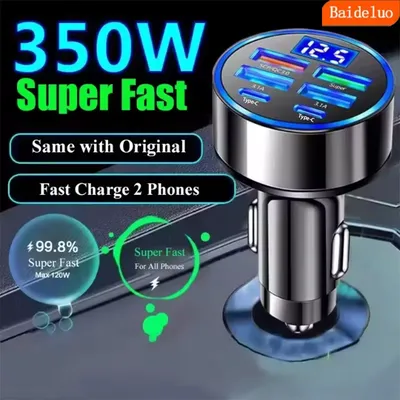 350W USB 차량용 충전기 PD QC3.0 USB C 차량용 휴대폰 충전기 타입 C 어댑터 아이폰 삼성 화웨이 샤오미 고속 충전 ﻿